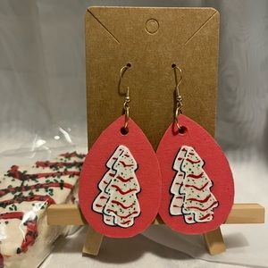 Handmade Christmas Tree Cake earrings 🎄